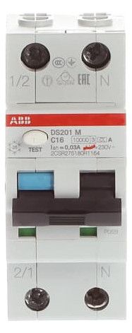 ABB DS201MA-C16/0 A30 FI/LS-Schalter 10kA 1P+N C 16A 30mA 2CSR275180R1164