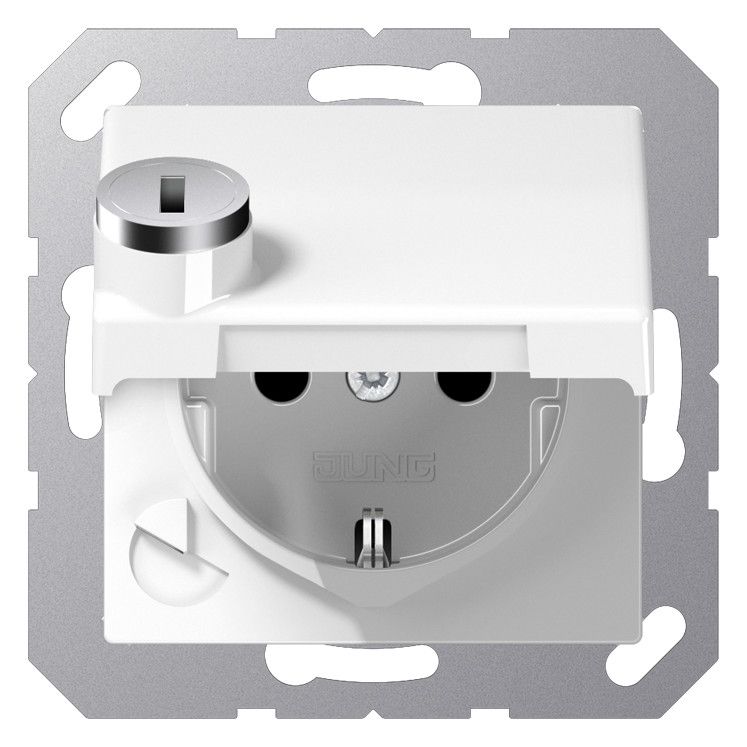 Jung AS1520BFKLSLWW SCHUKO Steckdose Klappdeckel Schloss bruchs. AS alpinweiß