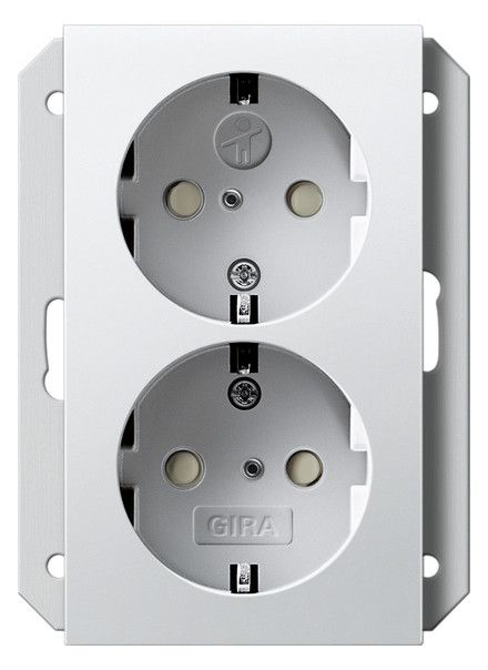 GIRA 273103 SCHUKO-Doppelsteckdose SH f.UP-Dose 1f System 55 Reinweiß glänzend
