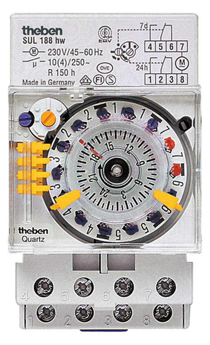 Theben SUL 188 hw Zeitschaltuhr analog DIN Tages-/Wochenprgm. Gangr. 1880108