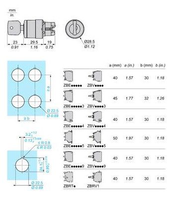 Schneider ZB5AG4 Frontelement Schlüsselschalter 2St. rast. RONIS 455