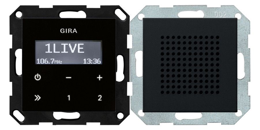 GIRA 2280005 UP-Radio RDS Lautsprecher System 55 Schwarz matt (lackiert)