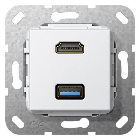 GIRA 567903 HDMI USB 3.0A Kabelpeitsche Einsatz Reinweiß glänzend