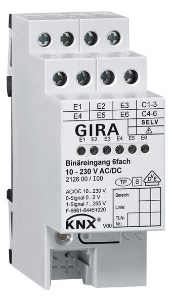 GIRA 212600 Binäreingang 6fach 10-230V AC/DC KNX REG