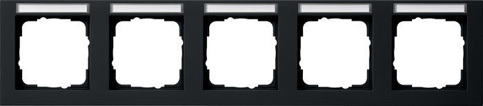 GIRA Abdeckrahmen E2 mit Beschriftungsfeld Schwarz matt 5fach waagerecht