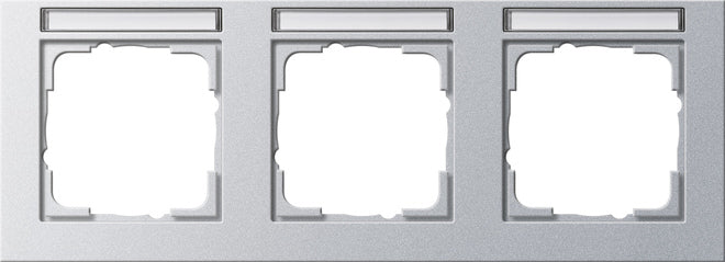 GIRA Abdeckrahmen Gira E2 mit Beschriftungsfeld Farbe Alu 3fach waagerecht