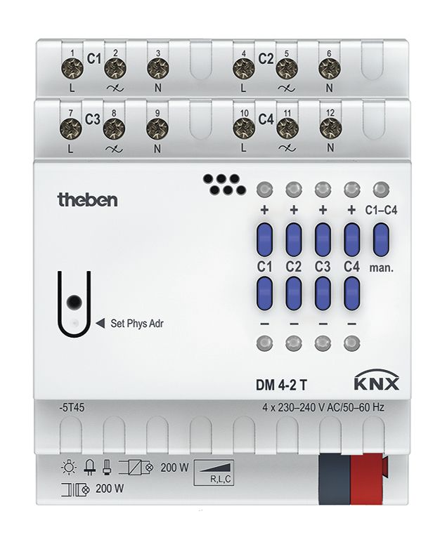 Theben DM 4-2 T KNX 4f KNX-Univ.- Dimmaktor 200W TP Data Secure 4940280