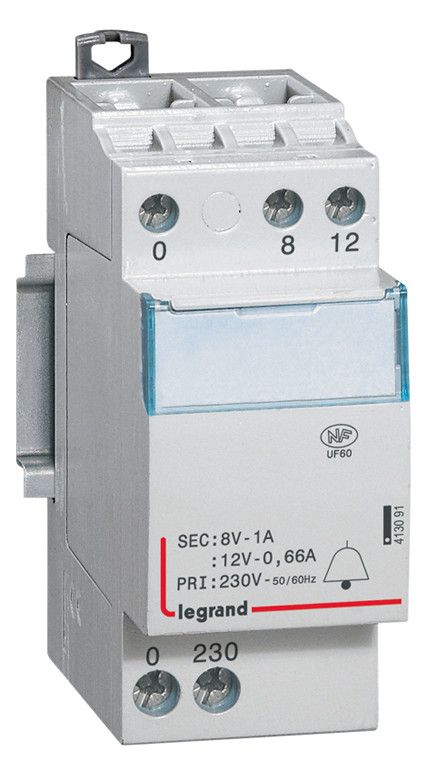 Legrand 413091 Klingeltrafo 0,66/1A 8VA prim.230VAC sek.12/8VAC Strom 2TE