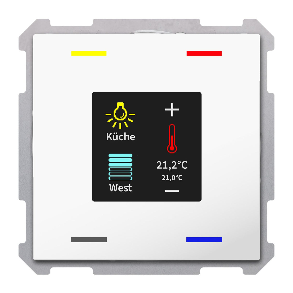 MDT BE-TAS63T4.01 Taster Smart 63 4fach m.Farbdisplay+Temp.sensor Studioweiß gl.