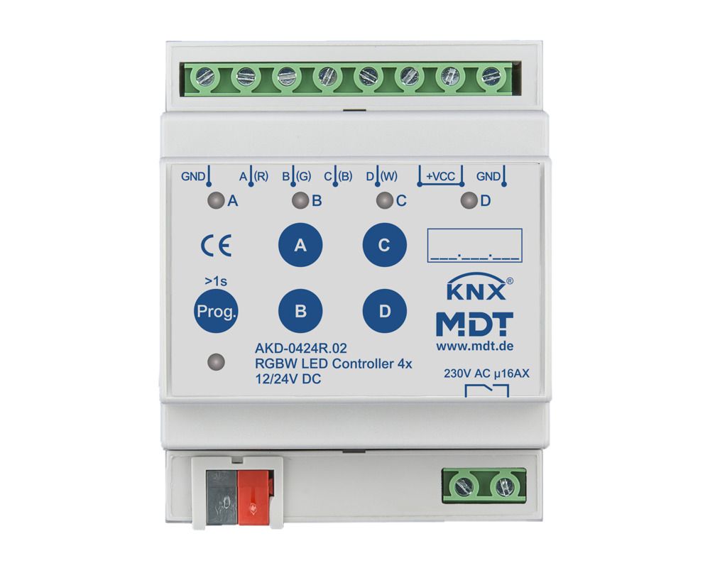 MDT AKD-0424R.02 LED Controller 4Kanal 4/8A RGBW 4TE REG