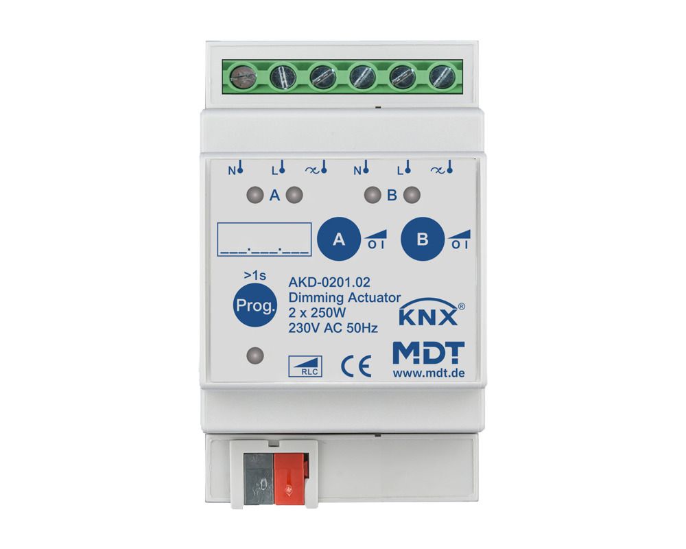 MDT AKD-0201.02 Dimmaktor 2fach 3TE REG 250W 230VAC m.Wirkleistungsmessung