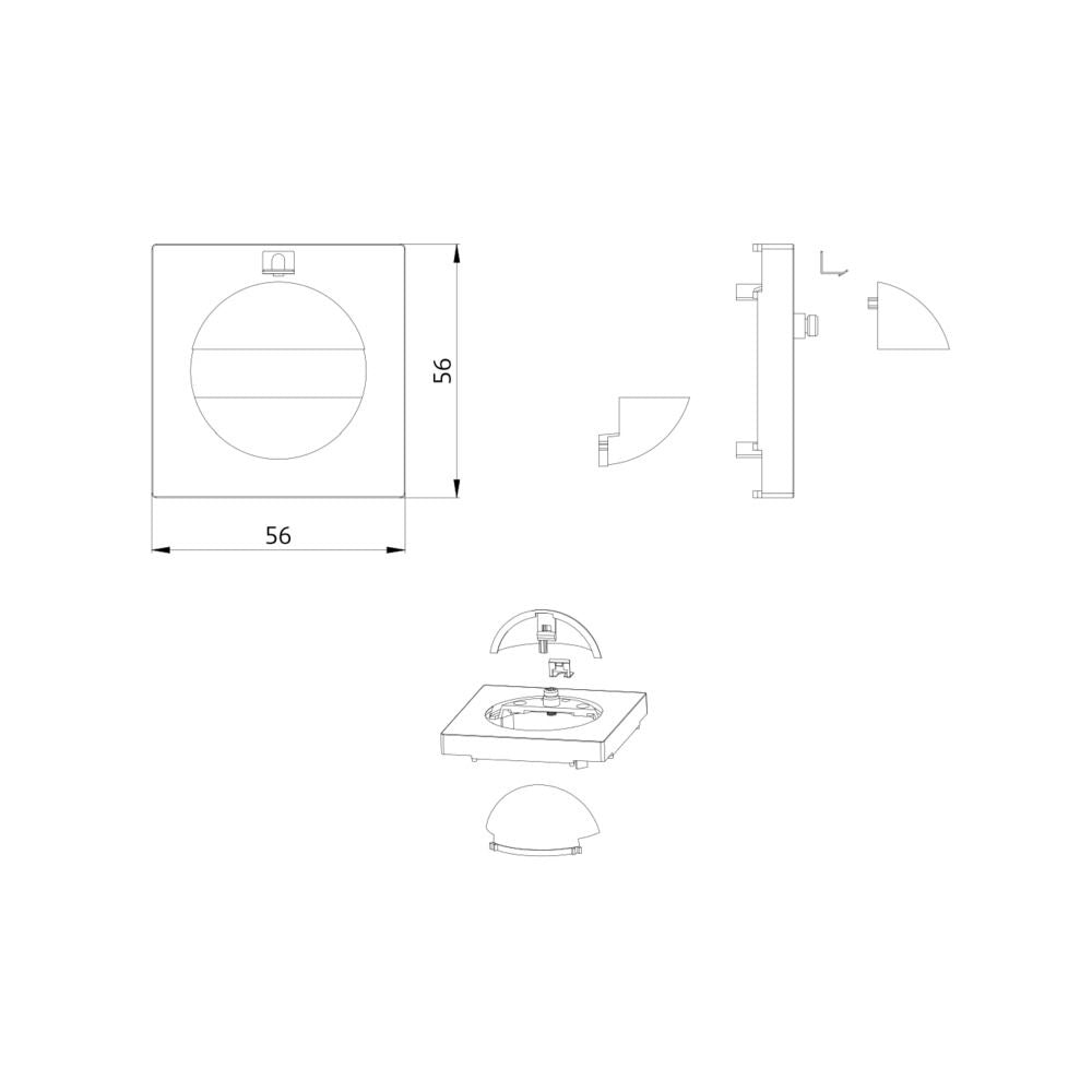 BEG 39222 Zentralplatte Indoor 180 55x55 reinweiß glänzend