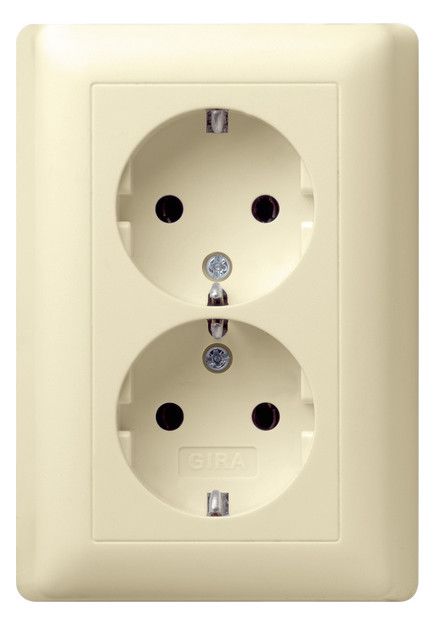 GIRA 078001 SCHUKO-Doppelsteckdose Vollplatte Standard 55 Cremeweiß gl.