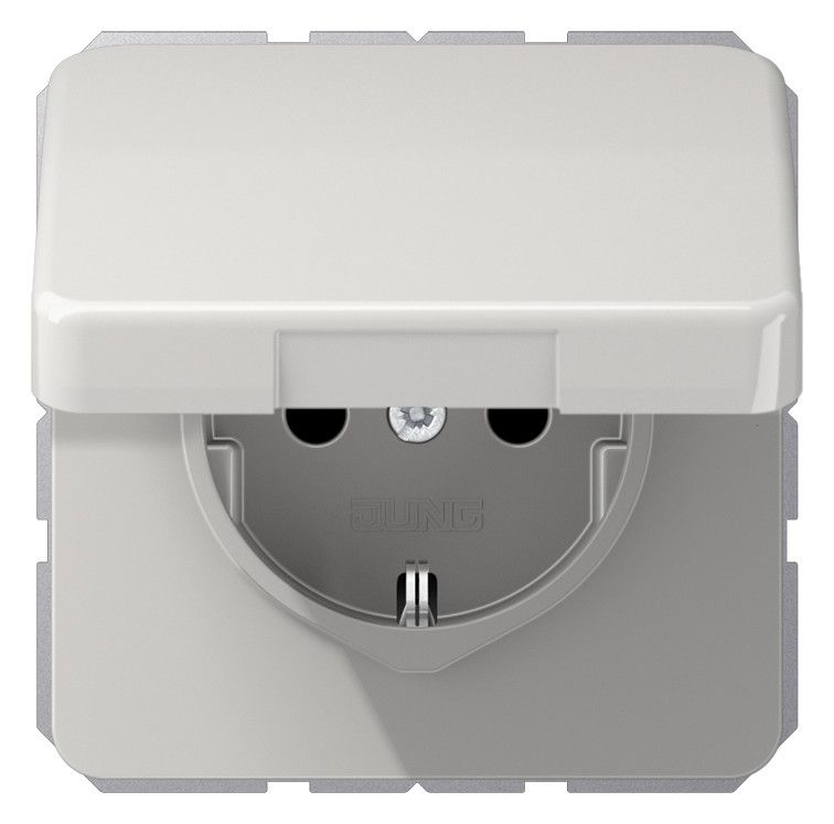 Jung CD1520BFKLLG SCHUKO Steckdose Klappdeckel bruchsicher lichtgrau
