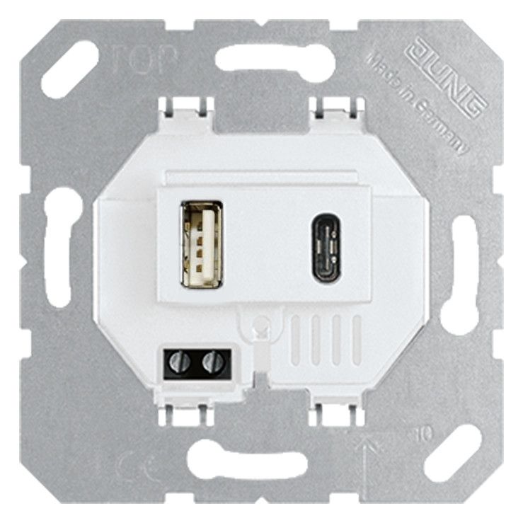 Jung USB15CAWW USB-Ladegerät alpinweiß m.1xTyp A u.1xTyp C
