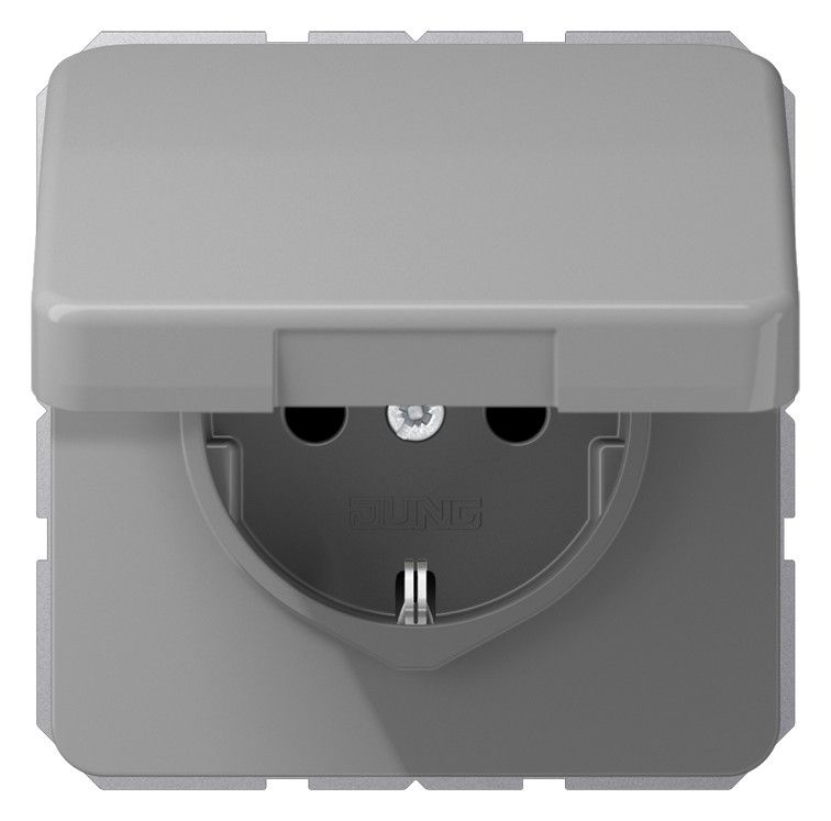 Jung CD1520BFKLGR SCHUKO Steckdose Klappdeckel bruchsicher grau