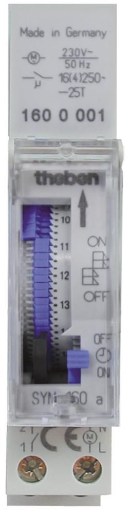 Theben SYN 160 a Zeitschaltuhr analog DIN Tagesprgm. 1TE netzsynch. 1600001