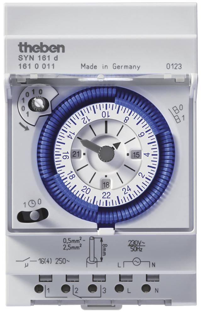 Theben SYN 161 d Zeitschaltuhr analog DIN Tagesprgm. 3TE netzsynch. 2L 1610011