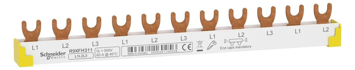 Schneider R9XFH311 Phasenschiene Gabel, 3P, 11 TE, 63A, ablängbar