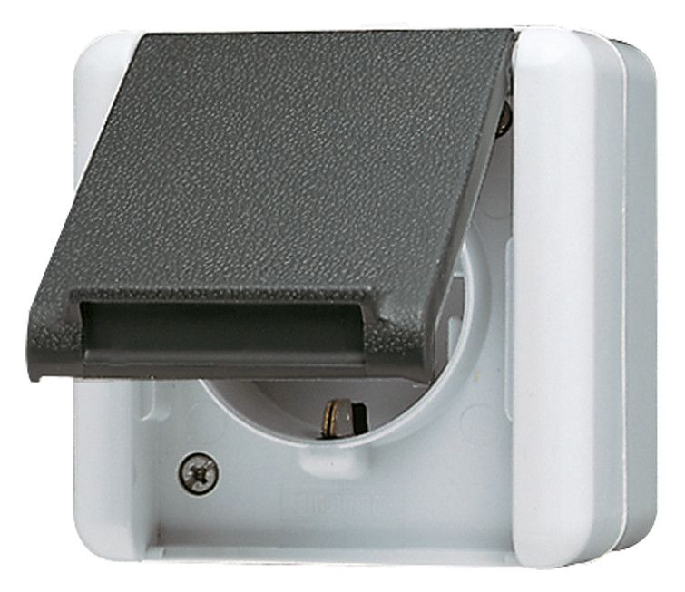 Jung 820W AP/WG SCHUKO Steckdose Klappdeckel WG800