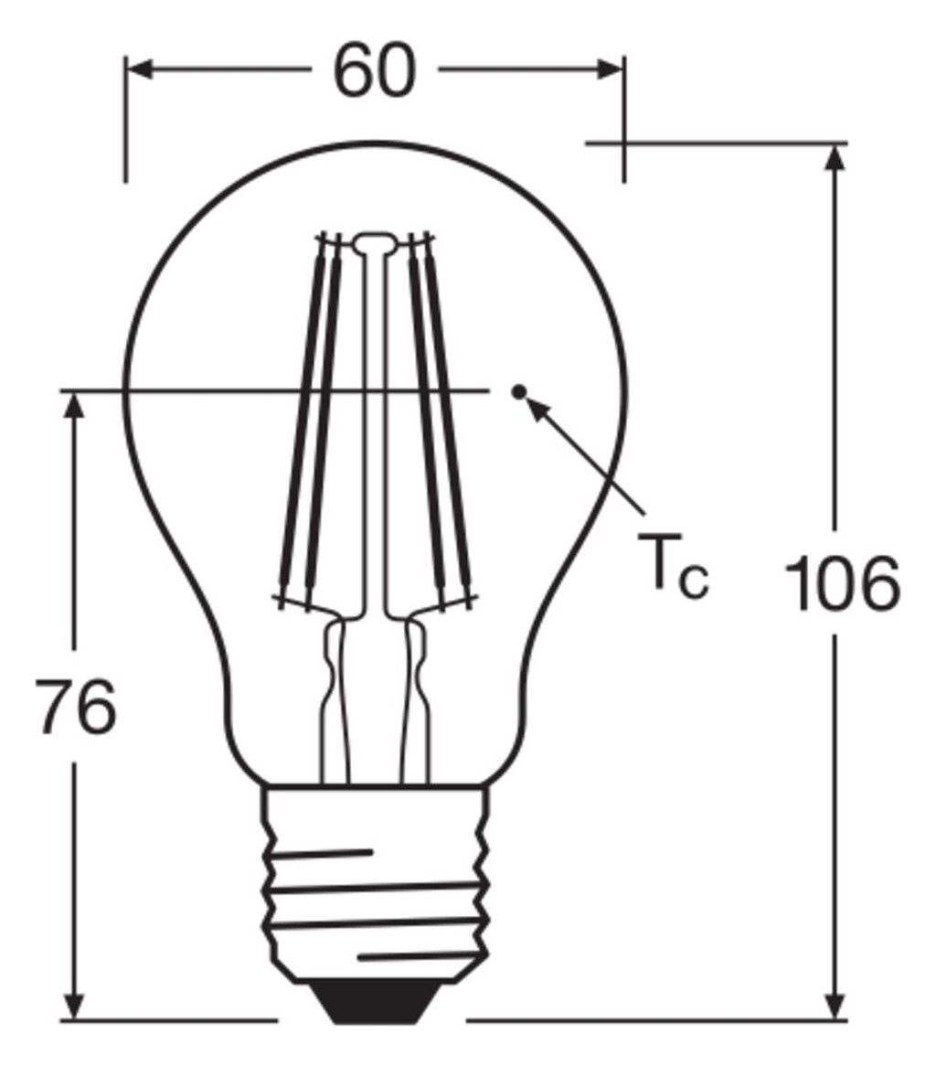 Ledvance LED CLASSIC A DIM P 7W 827 FIL CL E27 806lm 2700K LED-Glühlampe