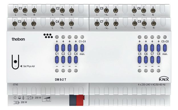 Theben DM 8-2 T KNX 8f KNX-Univ.- Dimmaktor 200W TP Data Secure 4940285