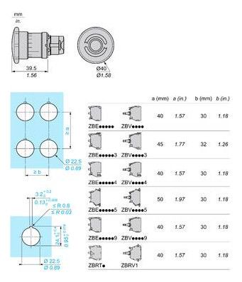 Schneider ZB5AS844 Frontelement rund rot D40mm f.NOT-HALT/NOT-AUS Drehentr. D22