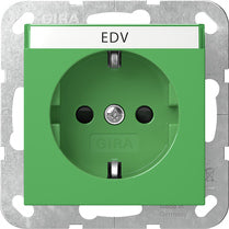 GIRA SCHUKO-Steckdose 16 A 250 V~ mit Beschriftungsfeld und Shutter mit grüner Abdeckung Grün glänzend