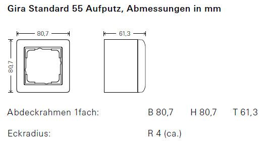 GIRA 021903 AP-Gehäuse 1fach flach Standard 55 Reinweiß glänzend