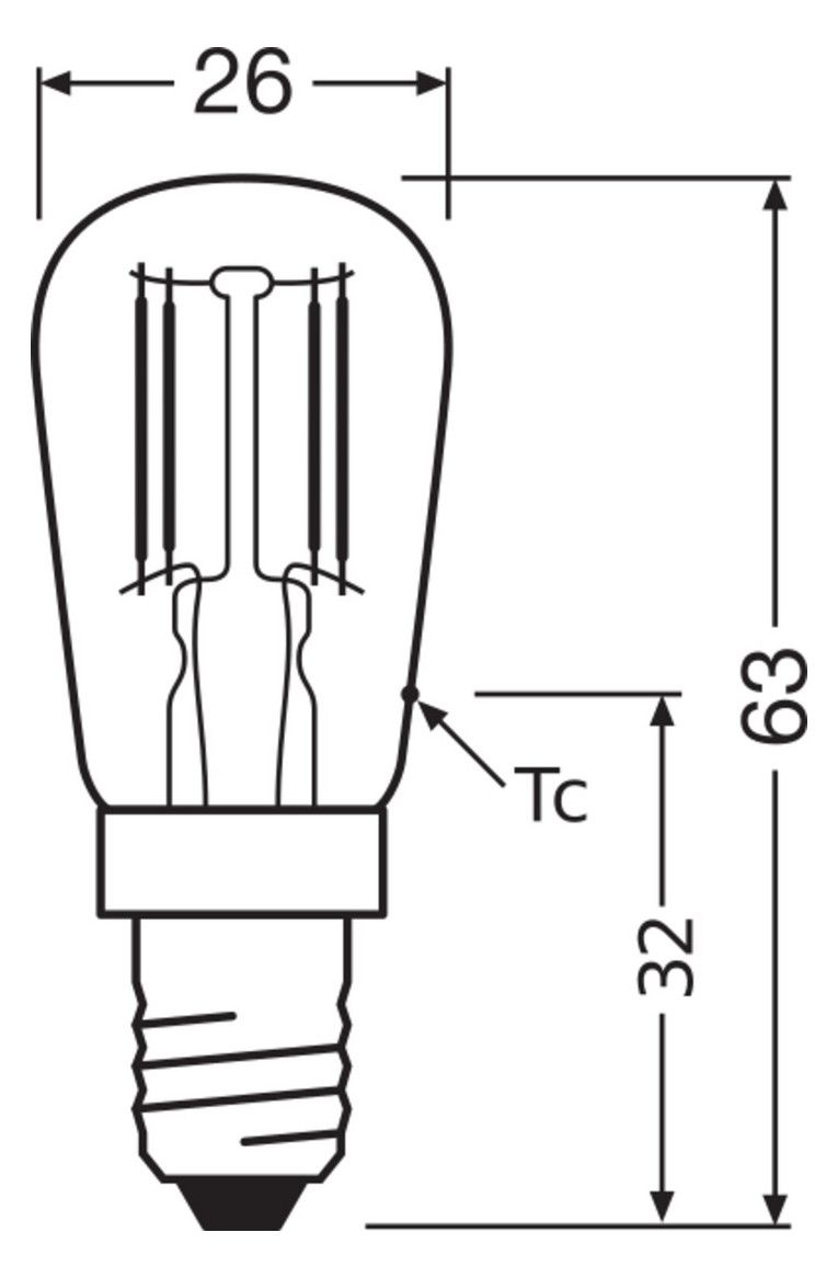 Ledvance LED T26 P 2.8W 827 FIL E14 250lm 2700K LED-Lampe f.Kühlschränke