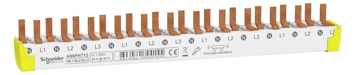 Schneider A9XPH712 Kammschiene 3p+N 12Module 80A Anschluß unten