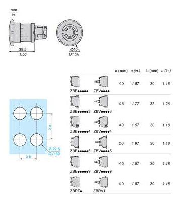 Schneider ZB4BS844 Frontelement rund rot D40mm f.Pilzdr.Drehentriegelung D22mm