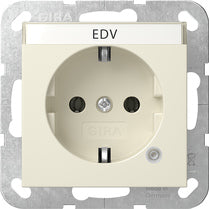 GIRA SCHUKO-Steckdose 16 A 250 V~ mit Kontrolllicht und Beschriftungsfeld System 55 Cremeweiß glänzend