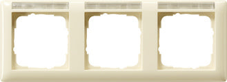 GIRA Abdeckrahmen Gira Standard 55 mit Beschriftungsfeld Cremeweiß glänzend 3fach waagerecht