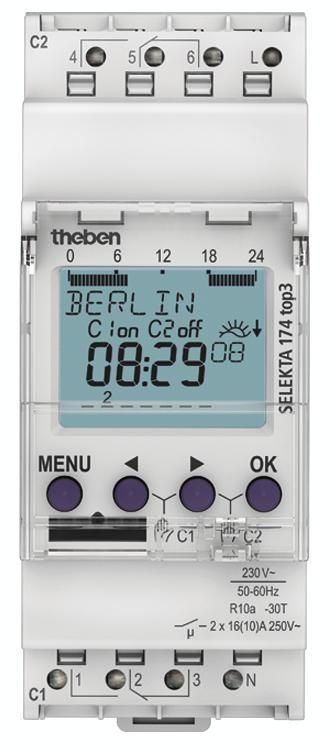 Theben SELEKTA 174 top3 Zeitschaltuhr Dig Astro- u.Wochenprgm. 2K App 1740130