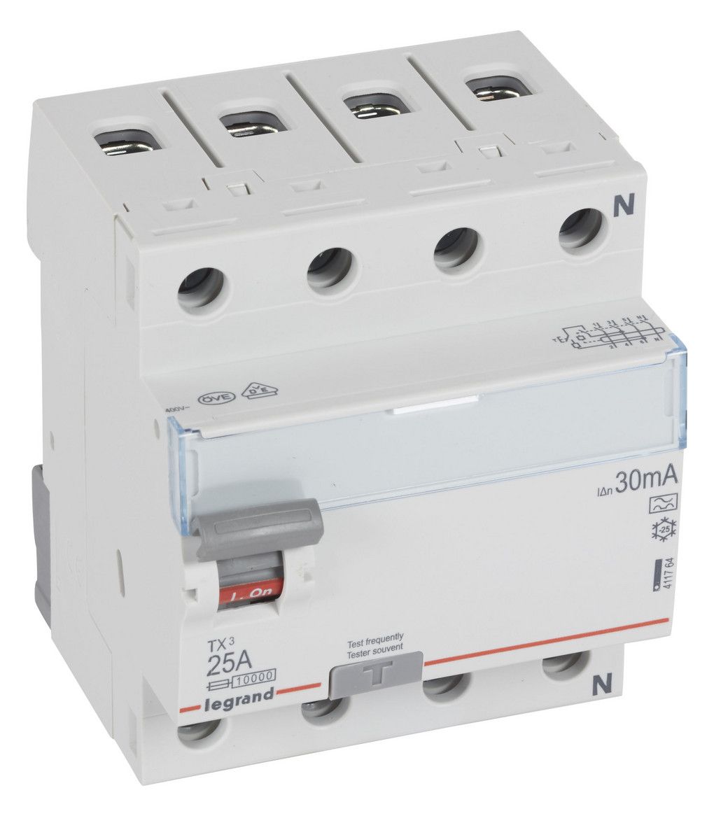 Legrand 411764 TX3 Fi-Schalter 25A 4-polig 30mA Typ A 400VAC 4TE