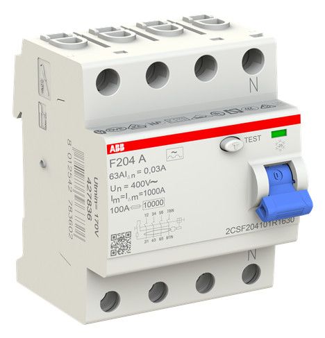 ABB F204 A-63/0,03 FI-Schutzschalter 4P,Typ A, 63A, 30mA
