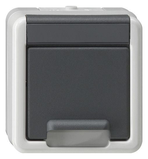 GIRA 441430 SCHUKO-Steckdose KD+Shutter WG AP IP44 Grau