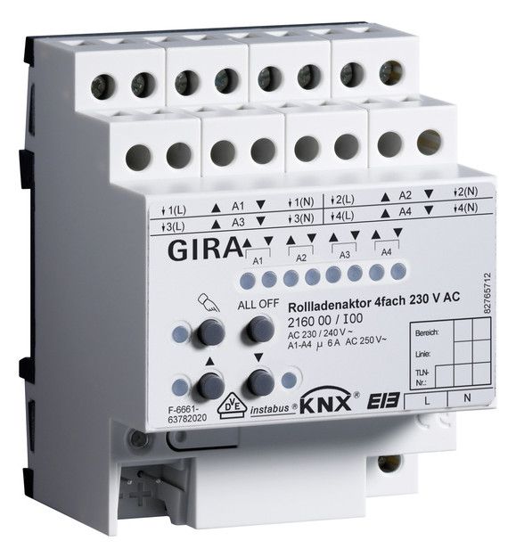 GIRA 216000 Rollladenaktor 4fach AC 230V Hand KNX REG