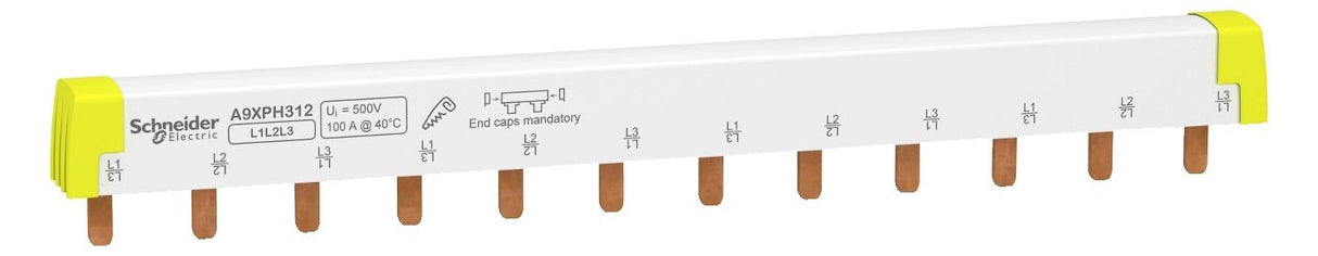 Schneider A9XPH312 Phasenschiene Steg 3polig 12TE ablängbar 100A
