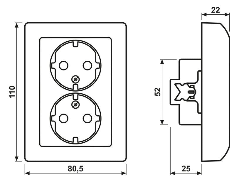 Jung AS5020U SCHUKO Zweifach Steckdose f.60er Dose AS/CD weiß