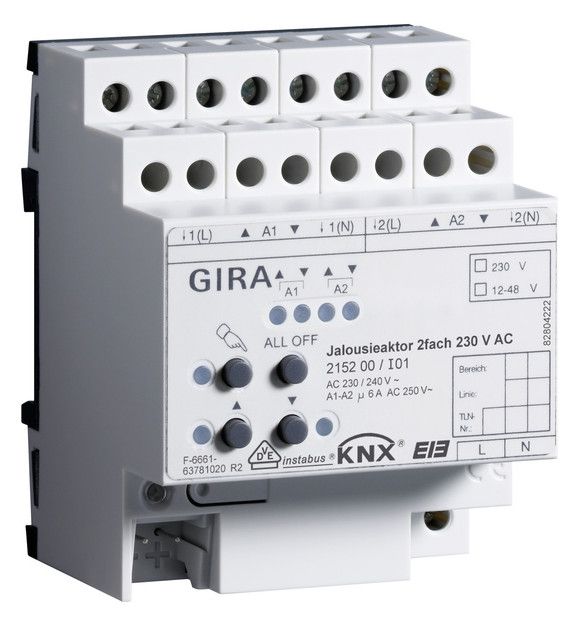 GIRA 215200 Jalousieaktor 2fach AC 230V Hand KNX REG