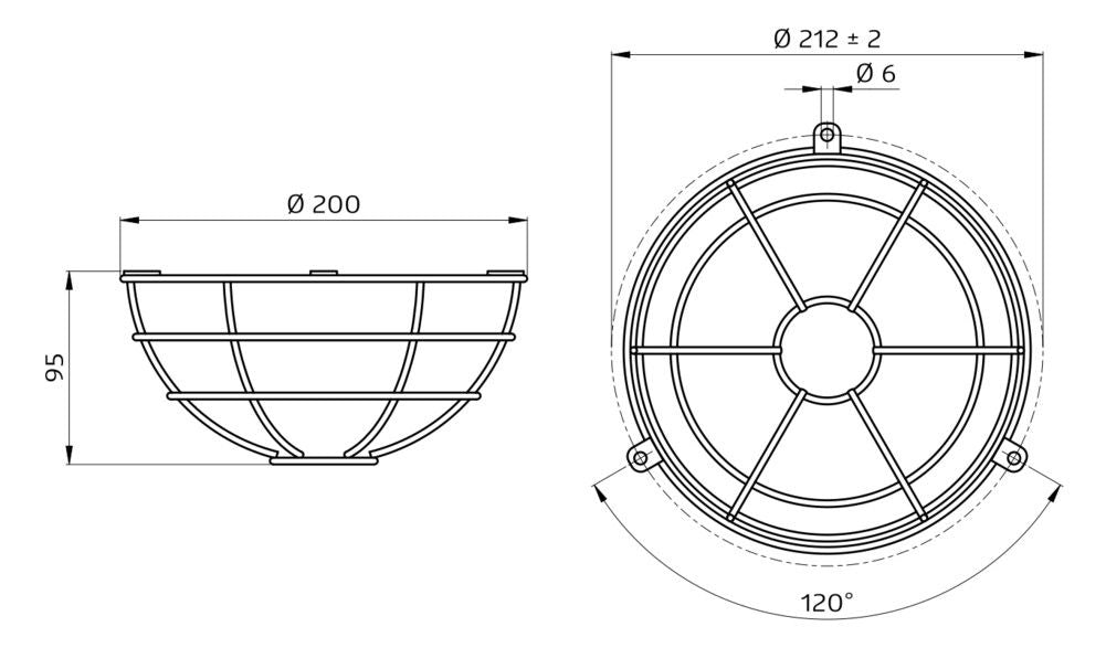 BEG 92199 Ballschutzkorb BSK d=200x90mm Ballschutzkorb BSK f.PD ws