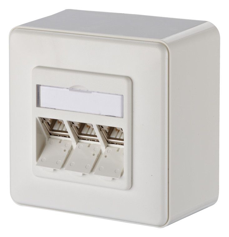 Metz 130B12D30002-E Modul Cat.6A 3 Port 270° M AP reinweiß Anschlussdose