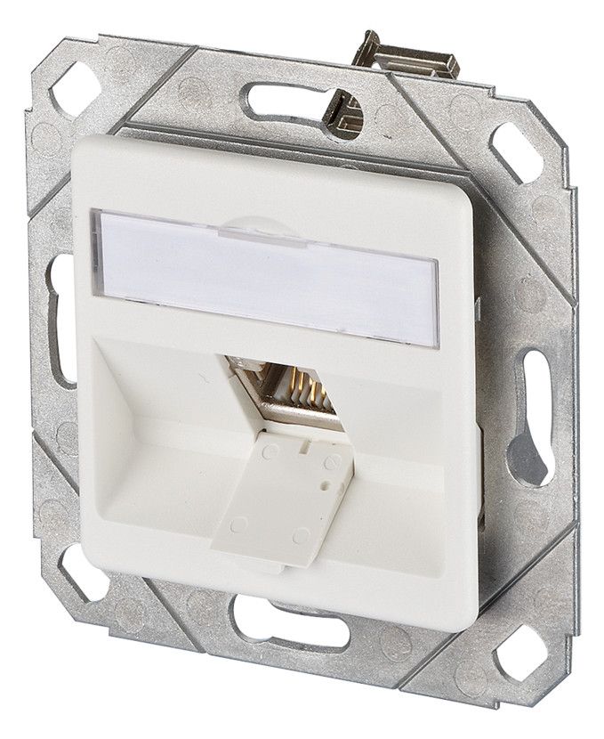 Metz 1309111102-E E-DAT Modul 1 Port UPk Cat.6A reinweiß Kanal-Anschlussdose