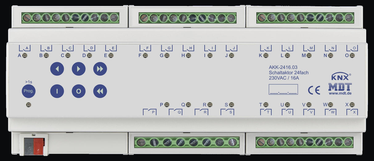 MDT AKK-2416.03 Schaltaktor 24fach 12TE REG 16A 230VAC Kompakt 70µF 10EVG
