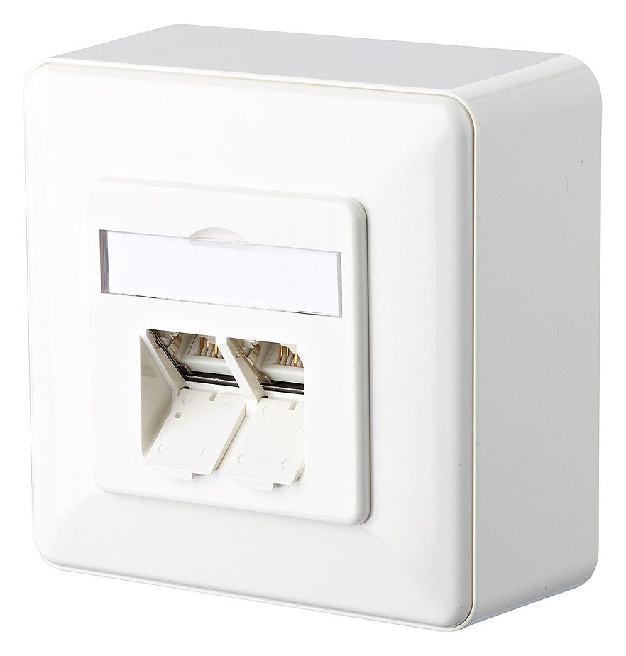 Metz 1307380002-I E-DAT Cat.6 2 Port AP reinweiß Anschlussdose