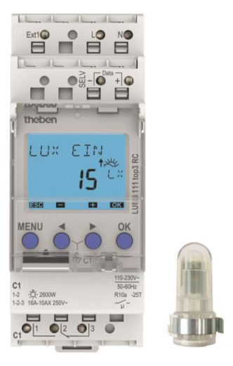 Theben LUNA 111 top3 AL Dämmerungsschal. DIN digital AufbauLichts 1K 1110130