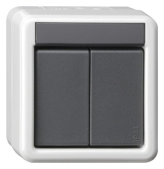 GIRA 516230 Taster-BA 2fach 2-Punkt KNX WG AP IP44 Grau