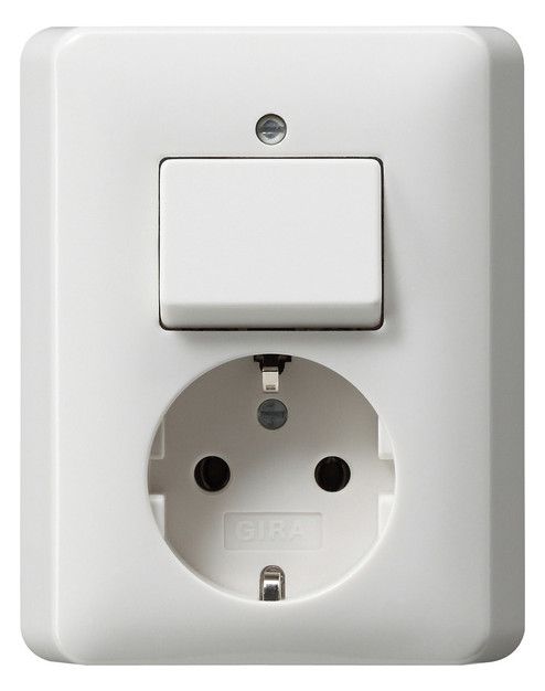 GIRA 017603 Kombi Aus-Wechsel/SCHUKO Vollplatte Standard 55 Reinweiß glänzend